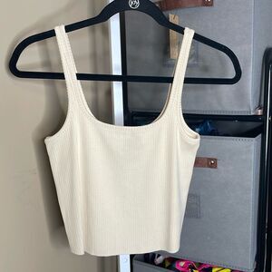 NWT WSLY Essex Ribbed Square Neck Tank Top Sz Medium Sand